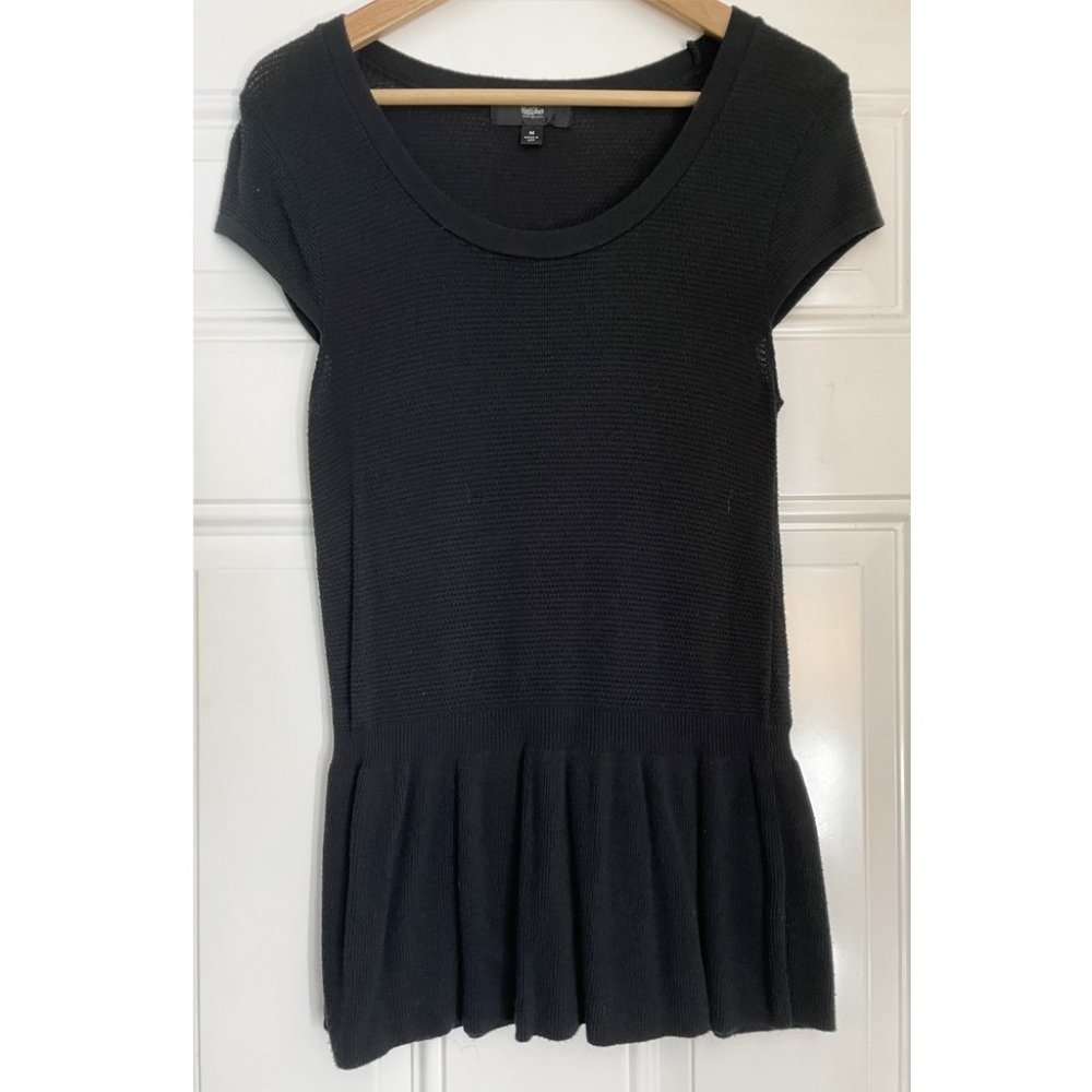 Black Knit Ruffle Bottom Sweater